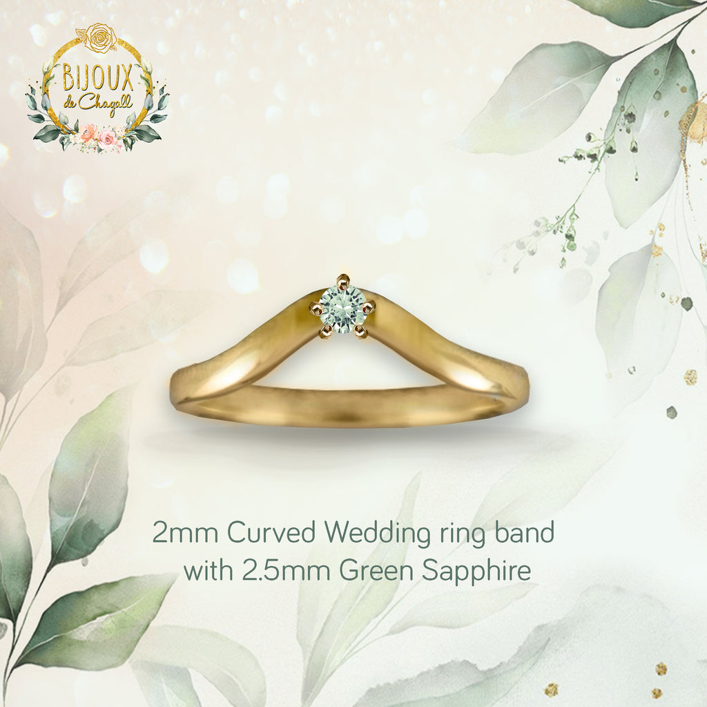 CUSTOM: Green Sapphire Wedding rings SET in 9ct Yellow Gold Rings Bijoux de Chagall