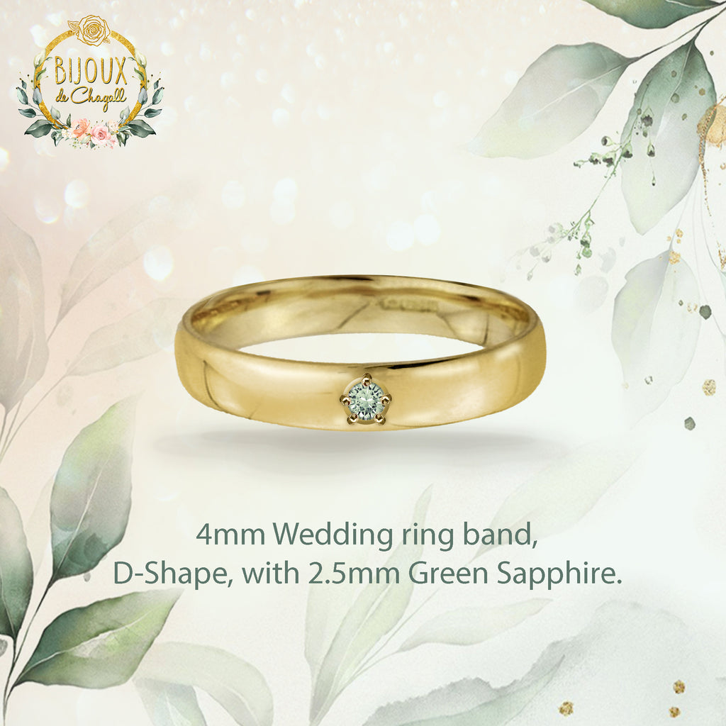 CUSTOM: Green Sapphire Wedding rings SET in 9ct Yellow Gold Rings Bijoux de Chagall