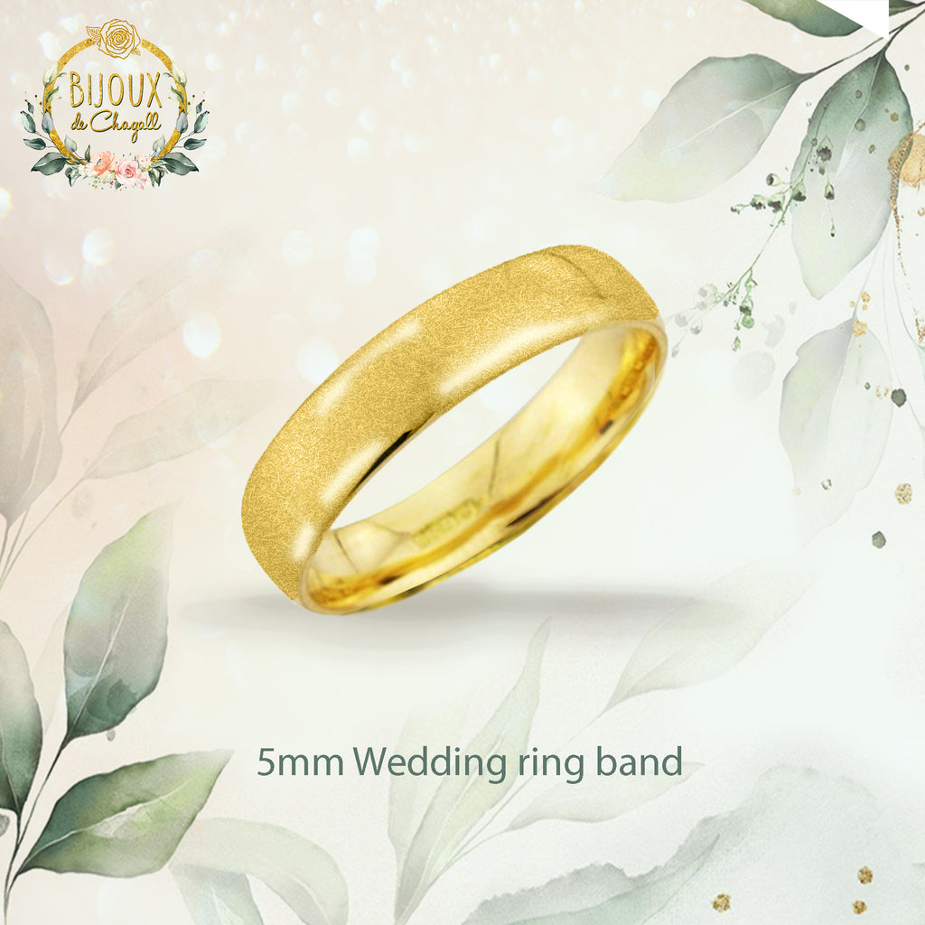 CUSTOM: 5mm Textured Mens Wedding ring band in 18ct Yellow Gold - Bijoux de Chagall