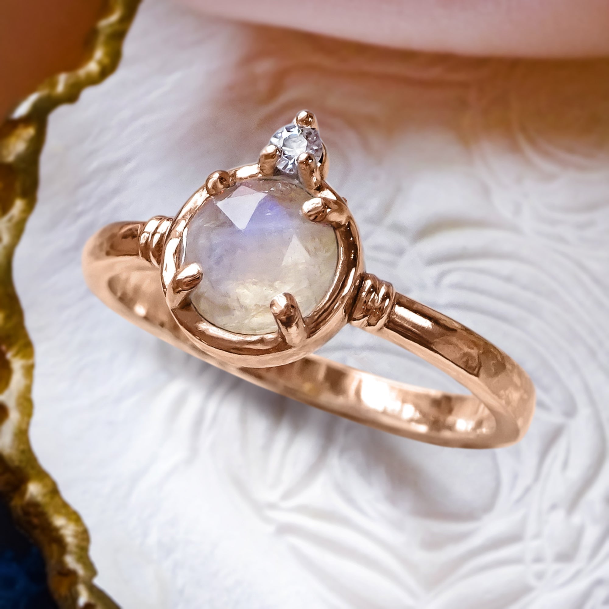 Magical Moonstone Diamond Engagement Ring in 9ct 14ct 18ct