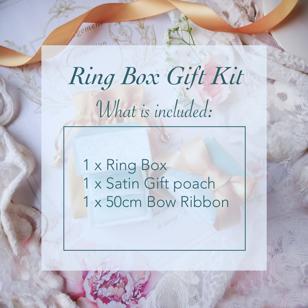 Aqua Mint Engagement & Wedding Velvet Ring Box Gift Kit - Gold - Bijoux de Chagall