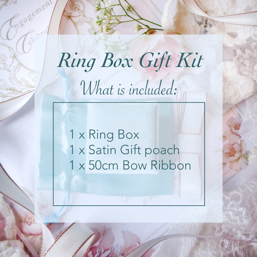 Aqua Mint Engagement & Wedding Velvet Ring Box Gift Kit - White - Bijoux de Chagall