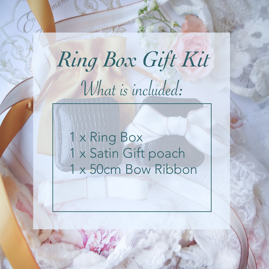 Fancy Black Engagement & Wedding Luxury Ring Box Gift Kit - Gold - Bijoux de Chagall