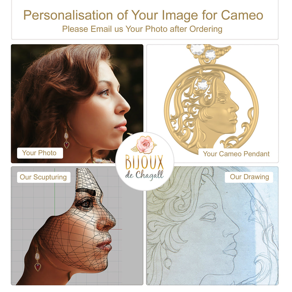 Personalisation for Cameo Reversible Diamond Moon necklace in 9ct/ 14ct/ 18ct gold - Bijoux de Chagall