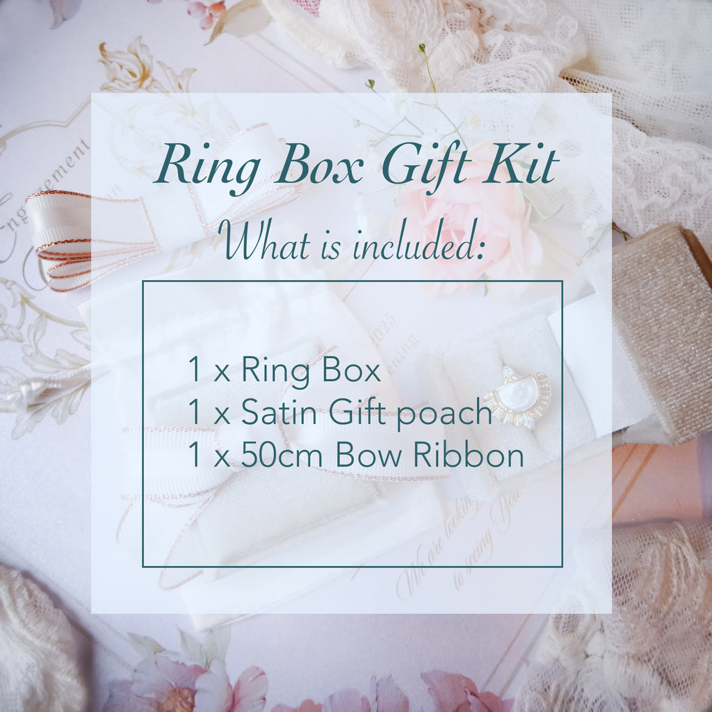 Ivory Pearl Engagement & Wedding Velvet Ring Box Gift Kit - Bijoux de Chagall