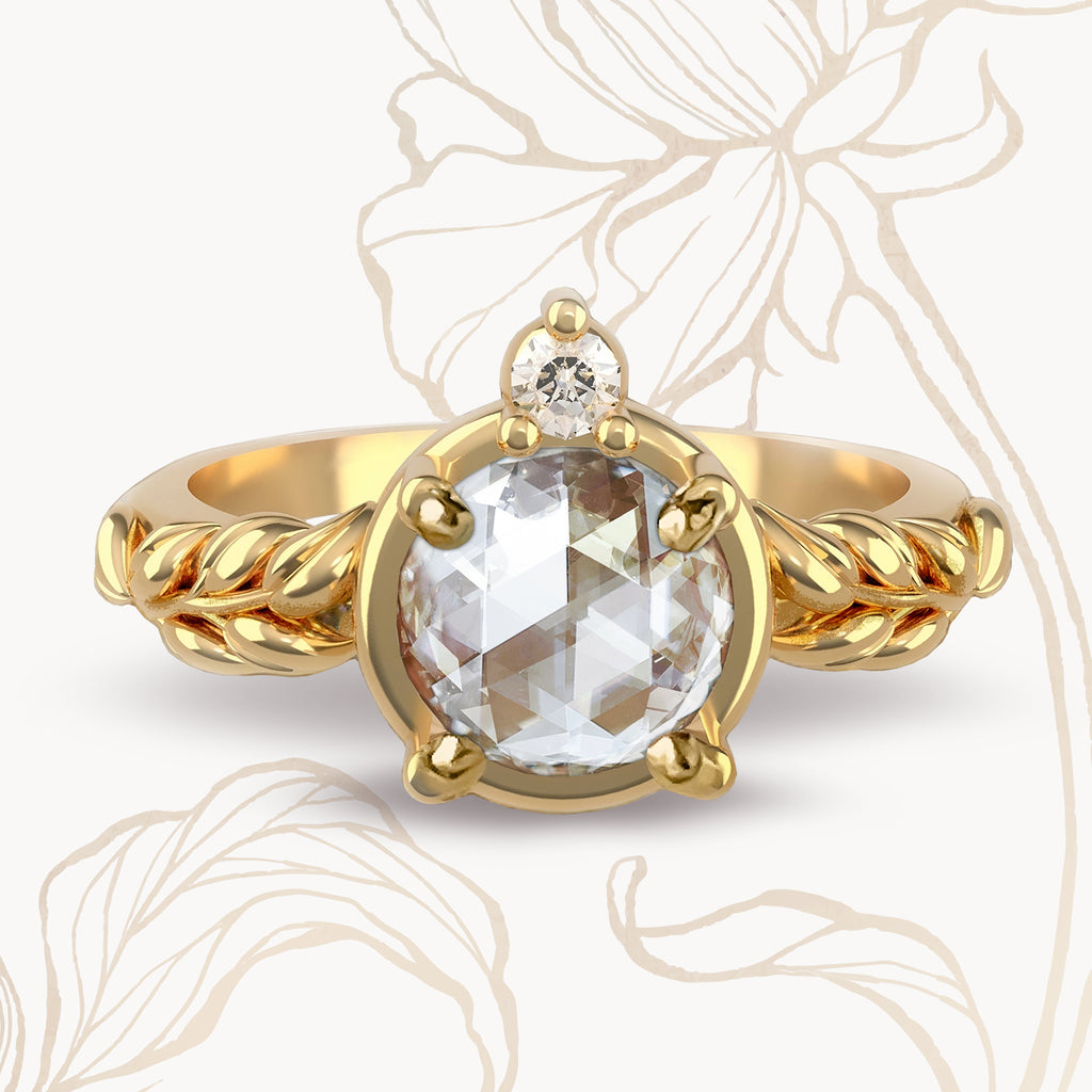 Art Deco Floral Diamond Engagement Ring in 9ct or 18ct Gold - Bijoux de Chagall