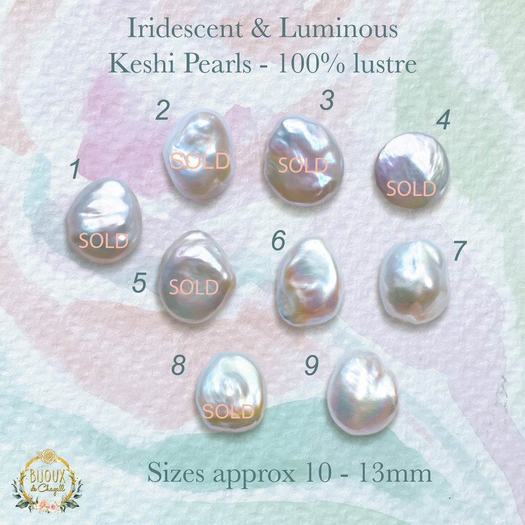 Luminous Keshi Pearl Diamond Engagement ring in 9ct / 14ct/ 18ct Gold Rings Bijoux de Chagall