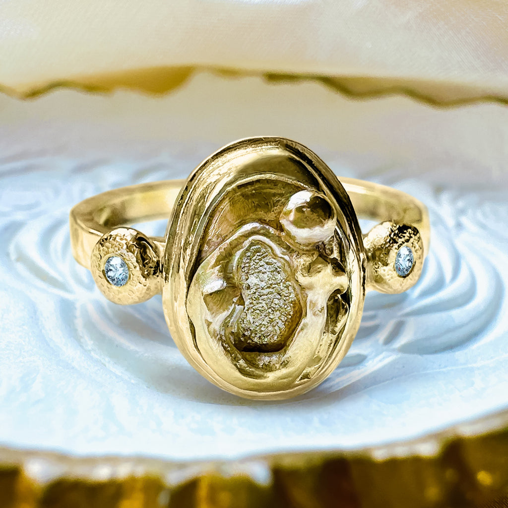 Euphoria Abstract Art Molten Gold Nugget Diamond Unique ring in 9ct / 18ct Gold. Rings Bijoux de Chagall