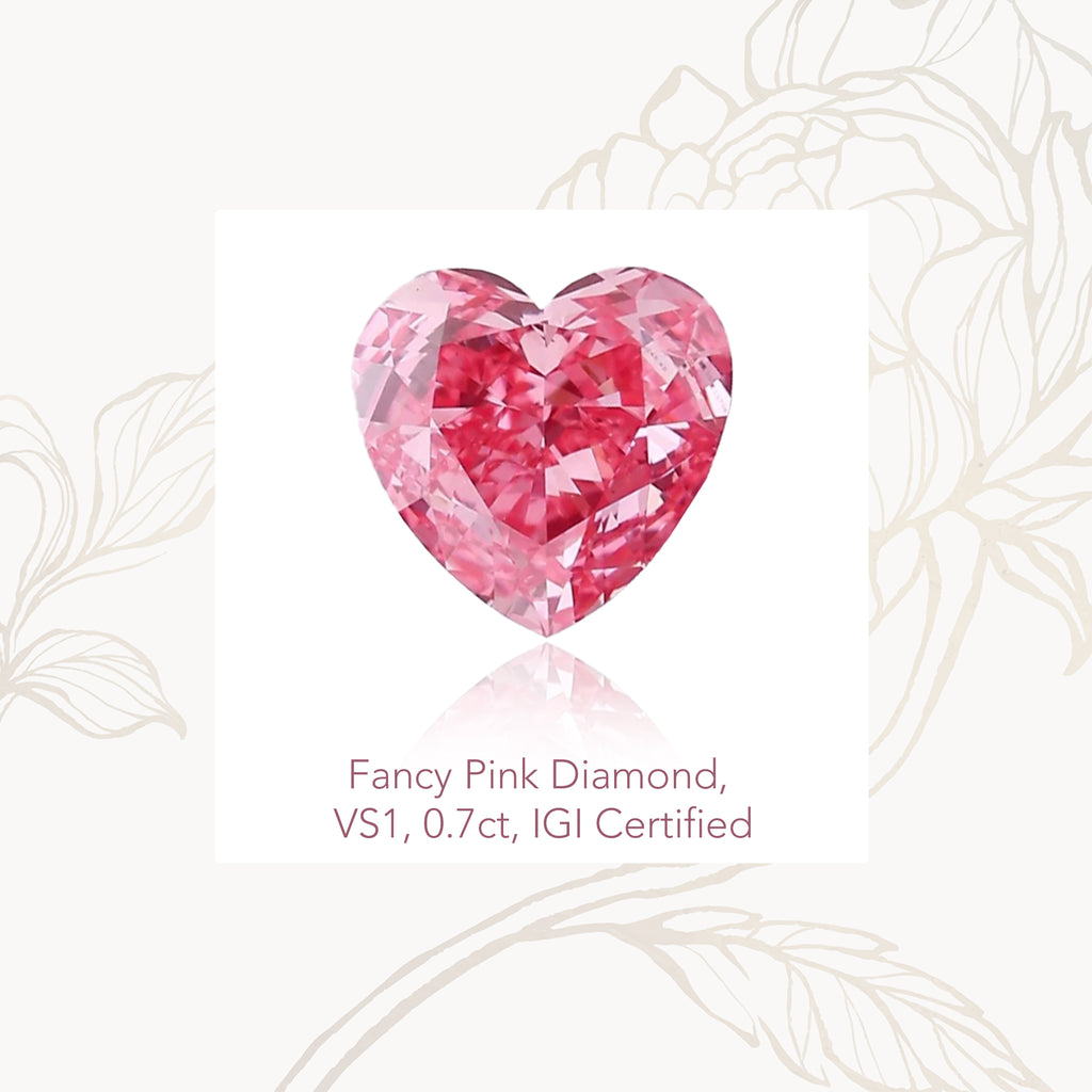 Heart Pink Diamond description for Heart Halo Unique Engagement ring in 9ct / 14ct/ 18ct Gold - Rings - Bijoux de Chagall