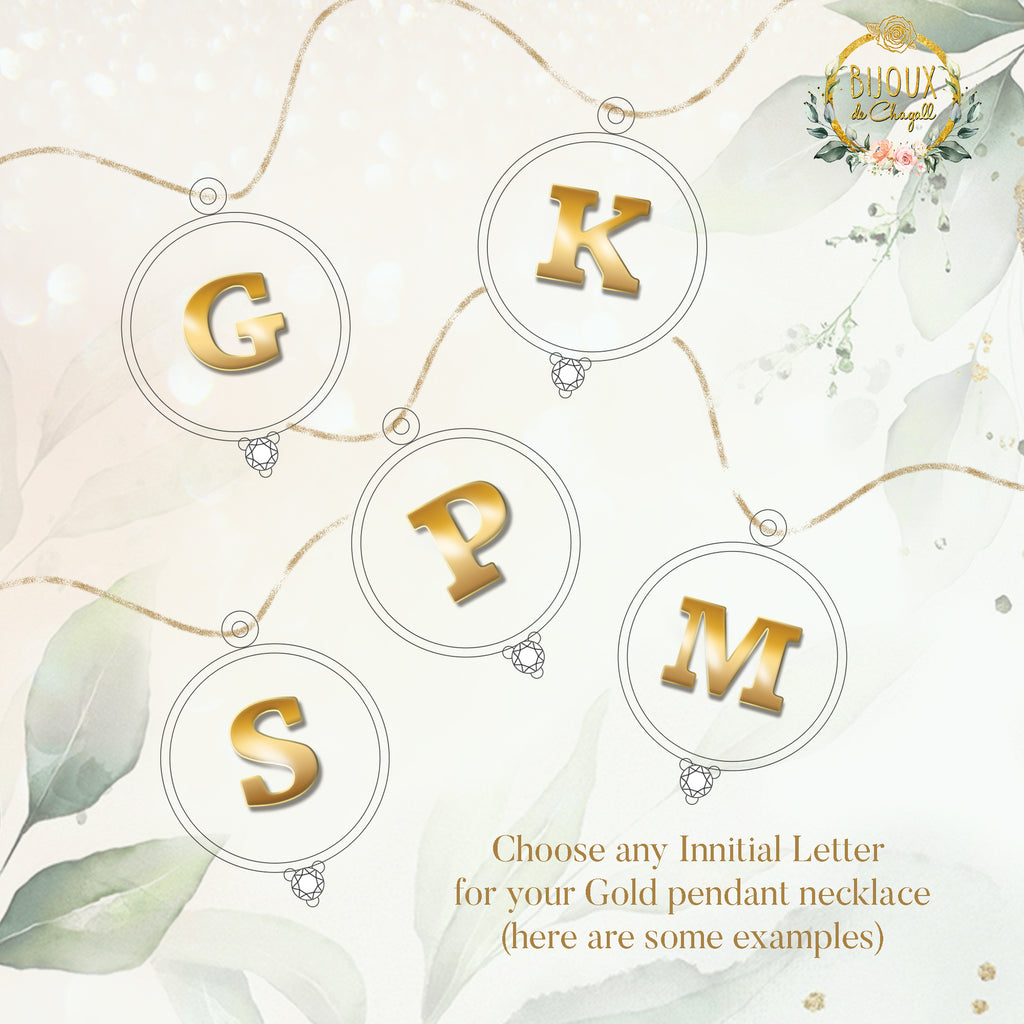 Your Name Letter Initial Monogram Diamond Necklace in 9ct / 18ct Gold - Bijoux de Chagall