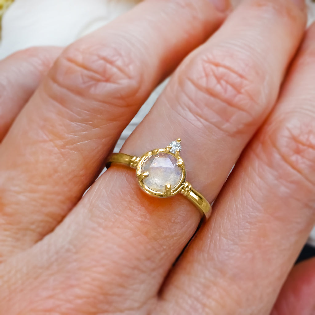 Magical Moonstone & Diamond Engagement Ring in 9ct / 18ct Gold Rings Bijoux de Chagall