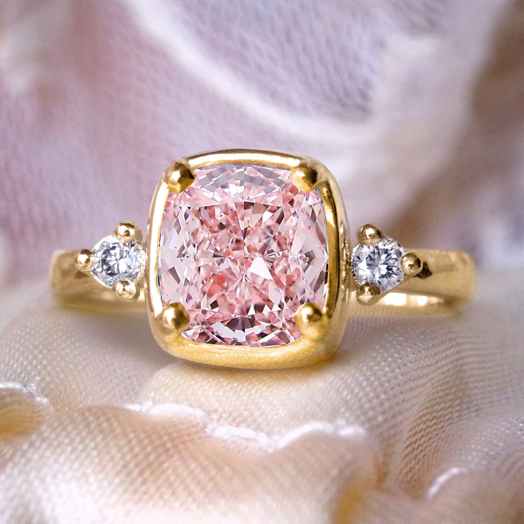 Brilliant Pink Diamond Engagement Ring in 9ct / 14ct/ 18ct Gold - Rings - Bijoux de Chagall