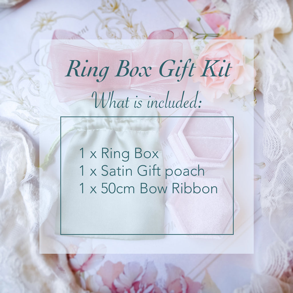 Dusty Pink Engagement & Wedding Velvet Ring Box Gift Kit - Green - Bijoux de Chagall