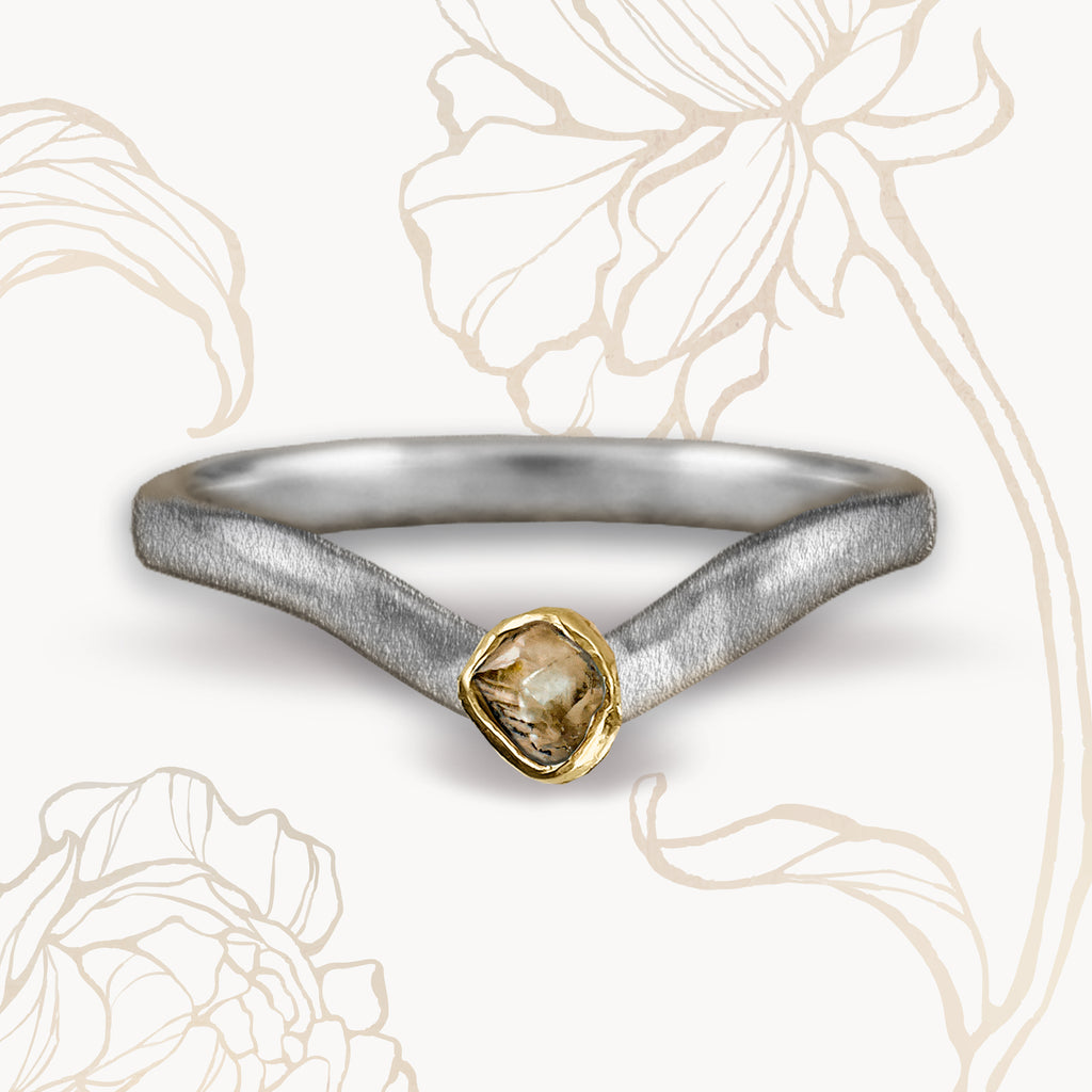 CUSTOM: Champagne Rock Diamond curved ring in 9ct & 22ct Gold Rings Bijoux de Chagall