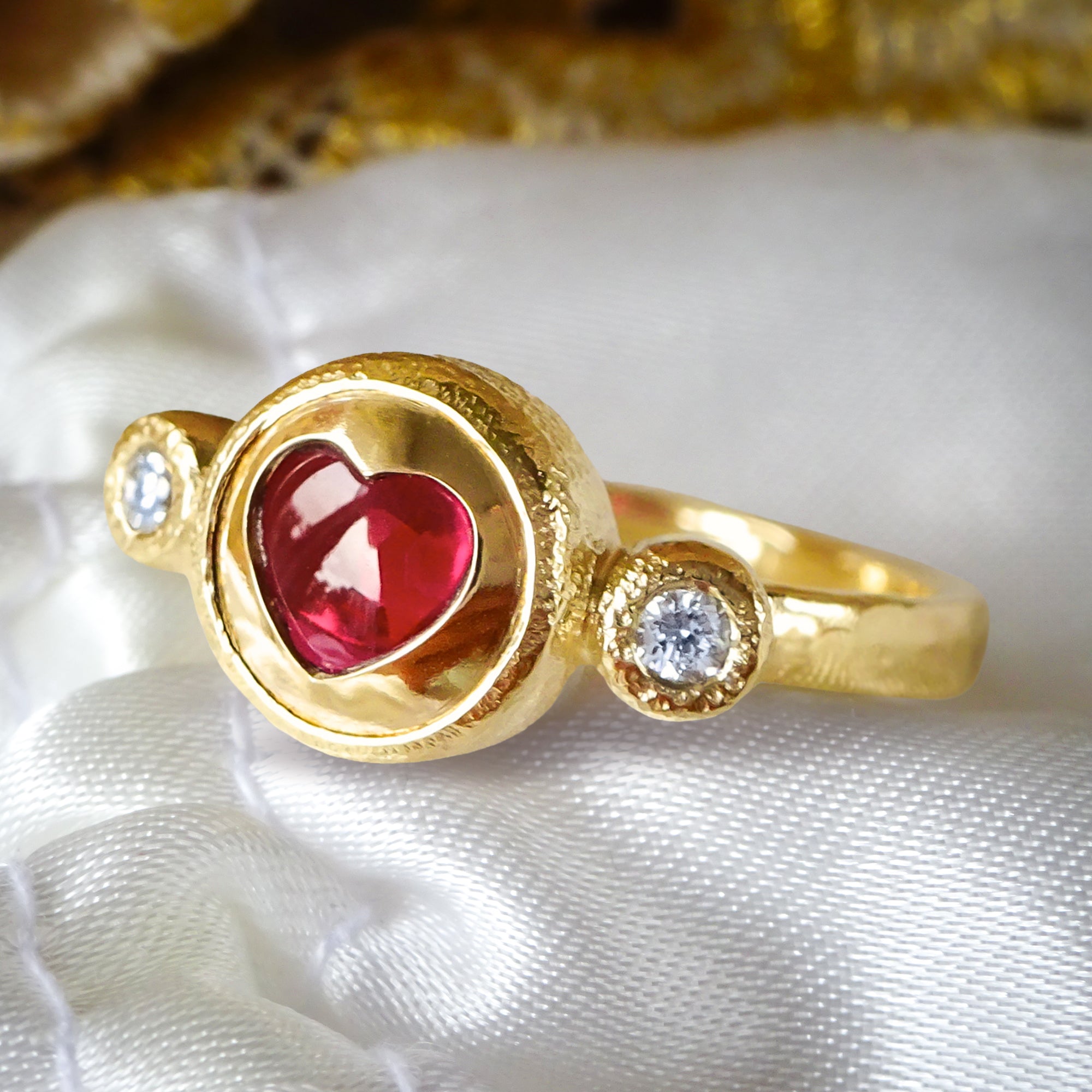 Mon Chou Ruby Heart Diamond Engagement ring in 9ct / 14ct/ 18ct Gold