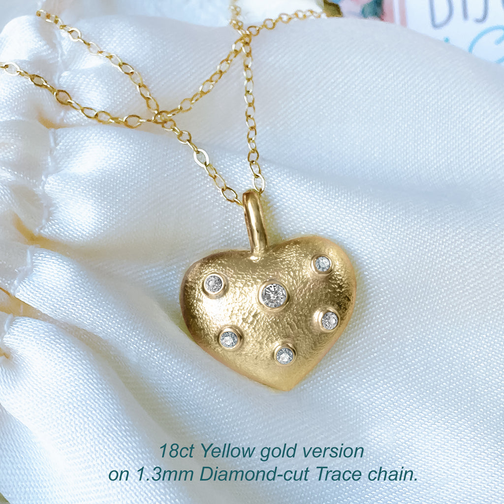 Cute Love Diamond Heart Pendant Necklace in solid 9ct / 14ct /18ct Gold Necklace Bijoux de Chagall