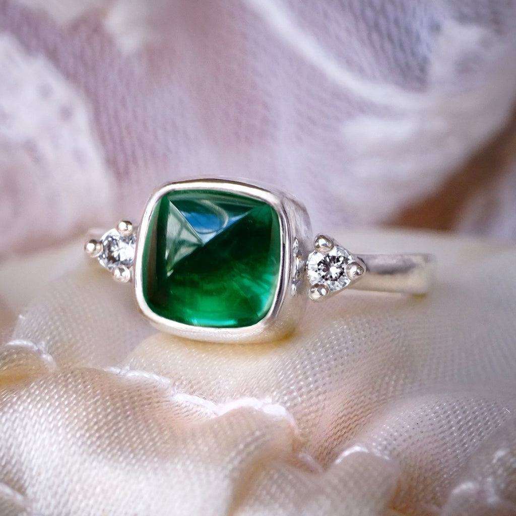 Majestic Emerald Diamond Unique Engagement ring in 9ct/18ct Gold - Bijoux de Chagall