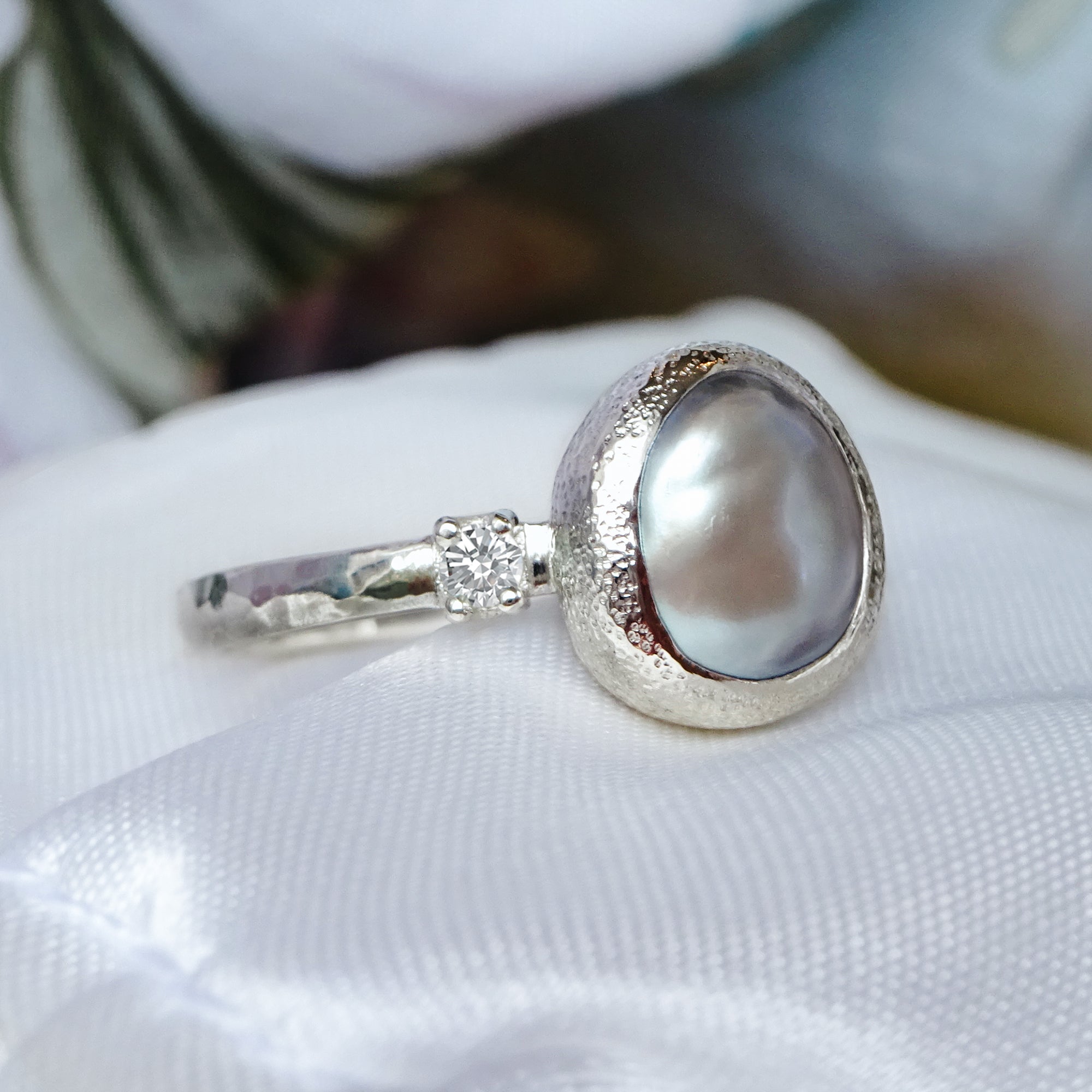 Pearl Engagement Ring Genuine Pearl wide Ring Antique Pearl ring Wedding  Pearl | eBay