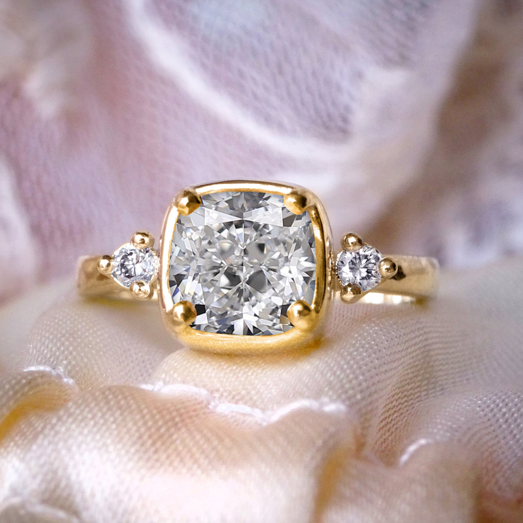 Brilliant Moissante Diamond Engagement Ring in 9ct /18ct Gold - Bijoux de Chagall