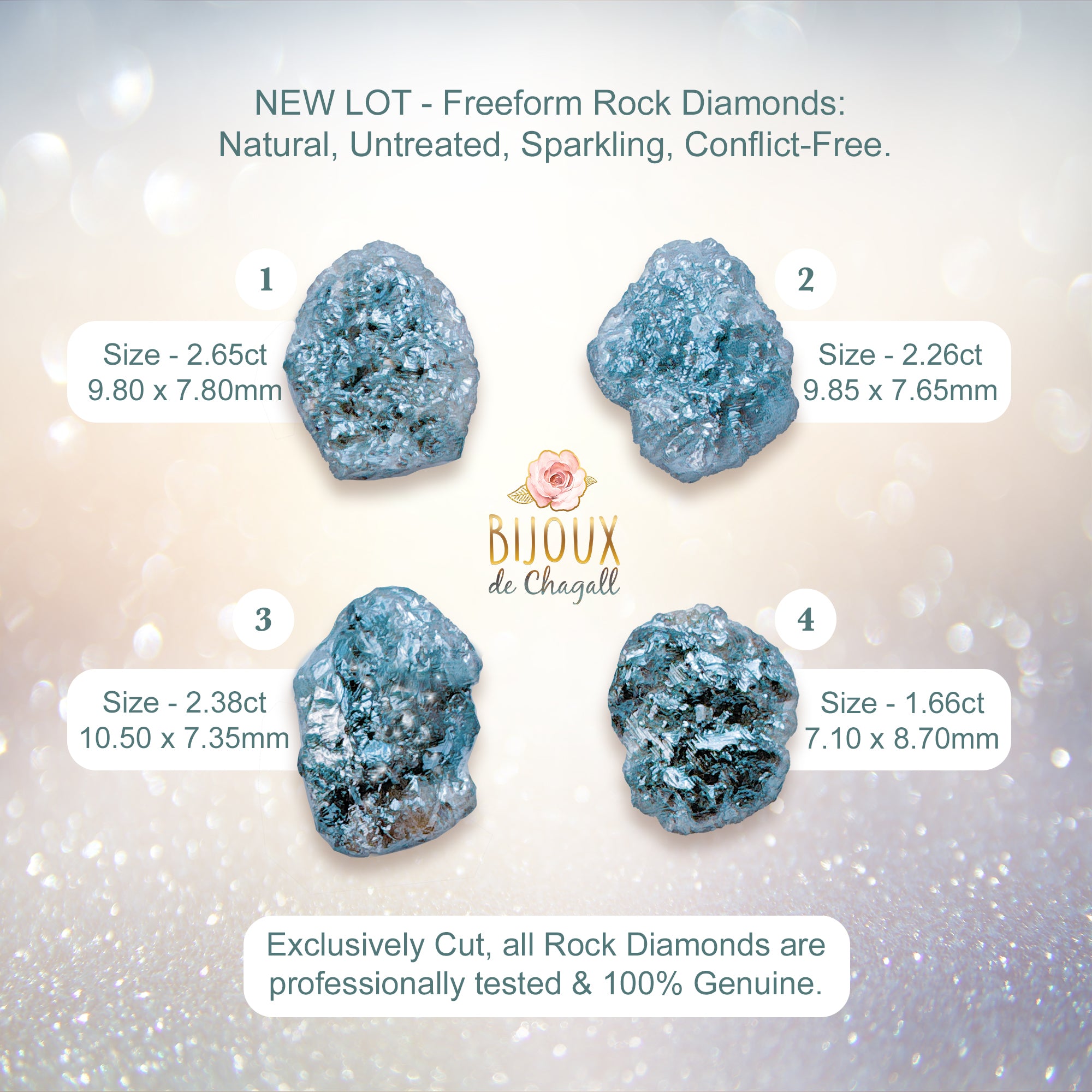 Natural Rock Diamond Cluster Unique Engagement ring in 9ct 14ct