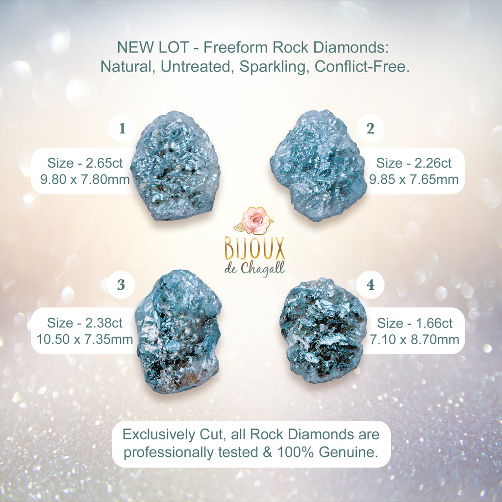 Natural Rock Diamond Cluster Unique Engagement ring in 9ct / 14ct/ 18ct Gold Rings Bijoux de Chagall