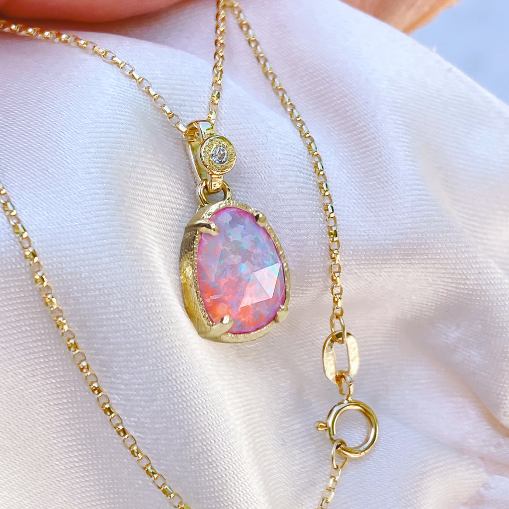 Dreamy Magical Opal Diamond Pendant Necklace in 9ct / 18ct Gold - Bijoux de Chagall