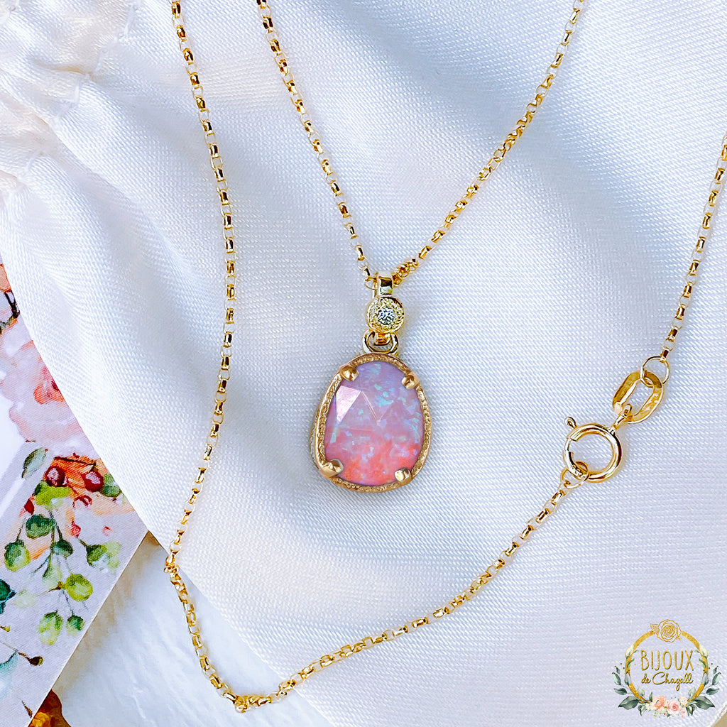 Dreamy Magical Opal Diamond Pendant Necklace in 9ct / 18ct Gold - Bijoux de Chagall