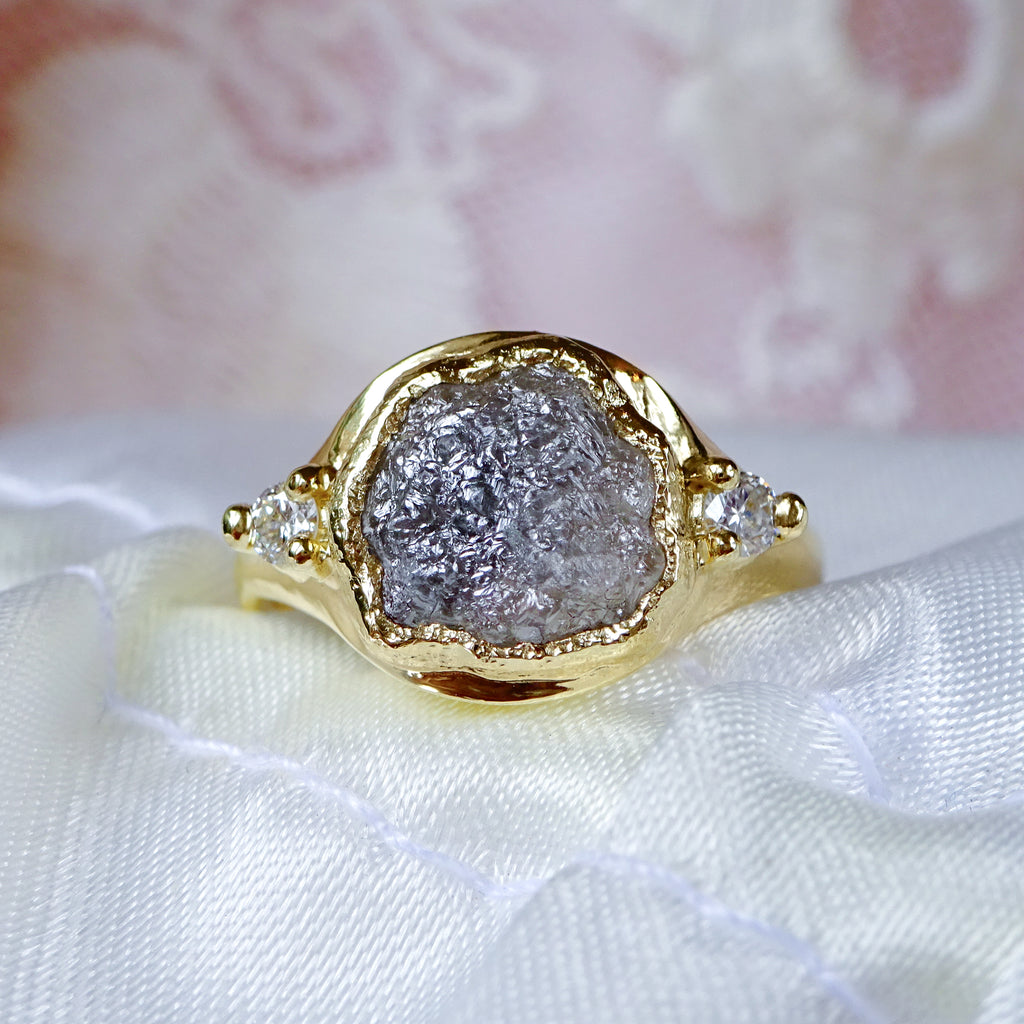Moon Dreams Rock Diamond Bold Signet Engagement ring in 9ct / 14ct/ 18ct Gold Rings Bijoux de Chagall