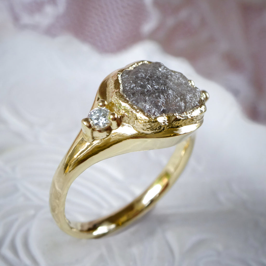 Moon Dreams Rock Diamond Bold Signet Engagement ring in 9ct / 14ct/ 18ct Gold Rings Bijoux de Chagall