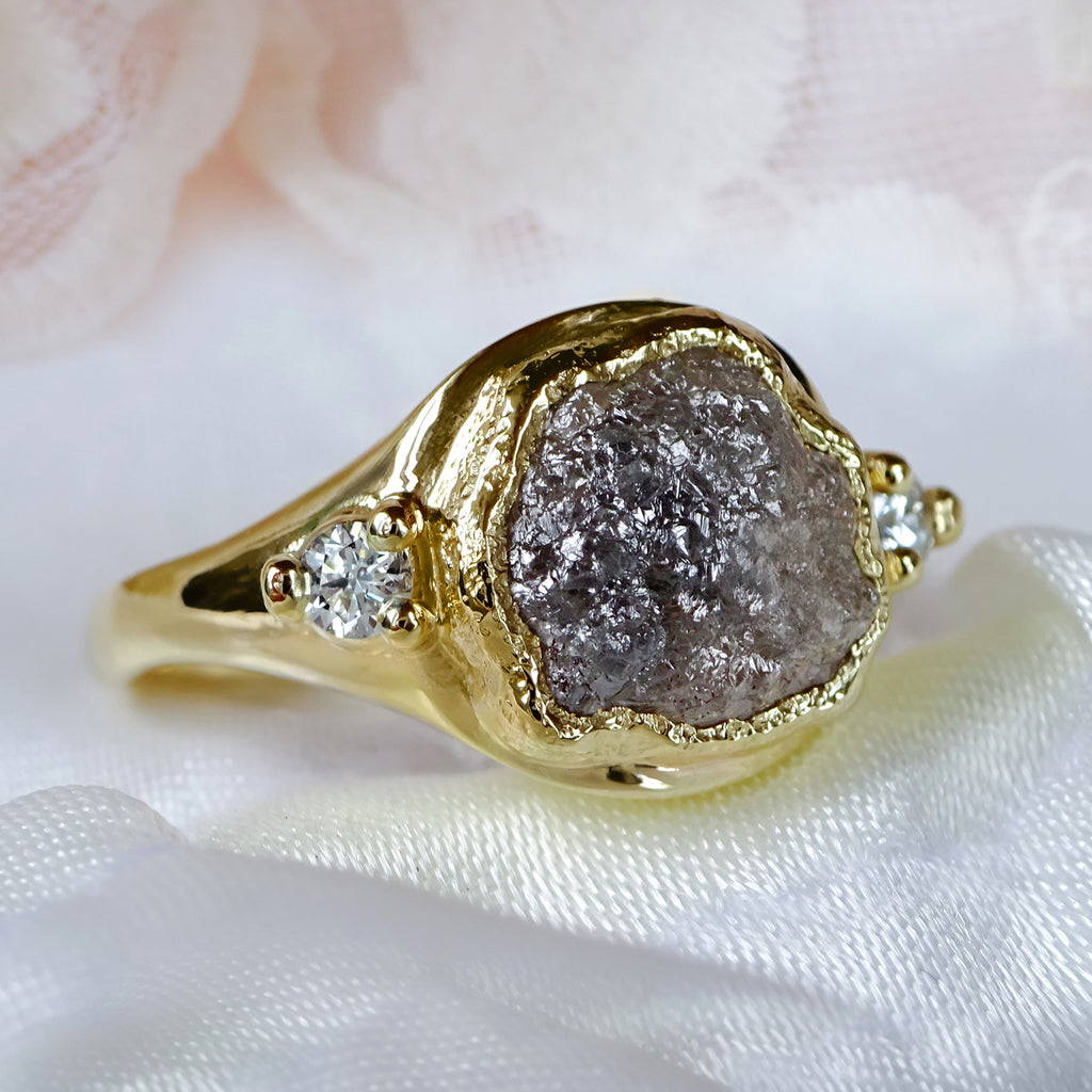 Moon Dreams Rock Diamond Bold Signet Engagement ring in 9ct / 14ct/ 18ct Gold Rings Bijoux de Chagall