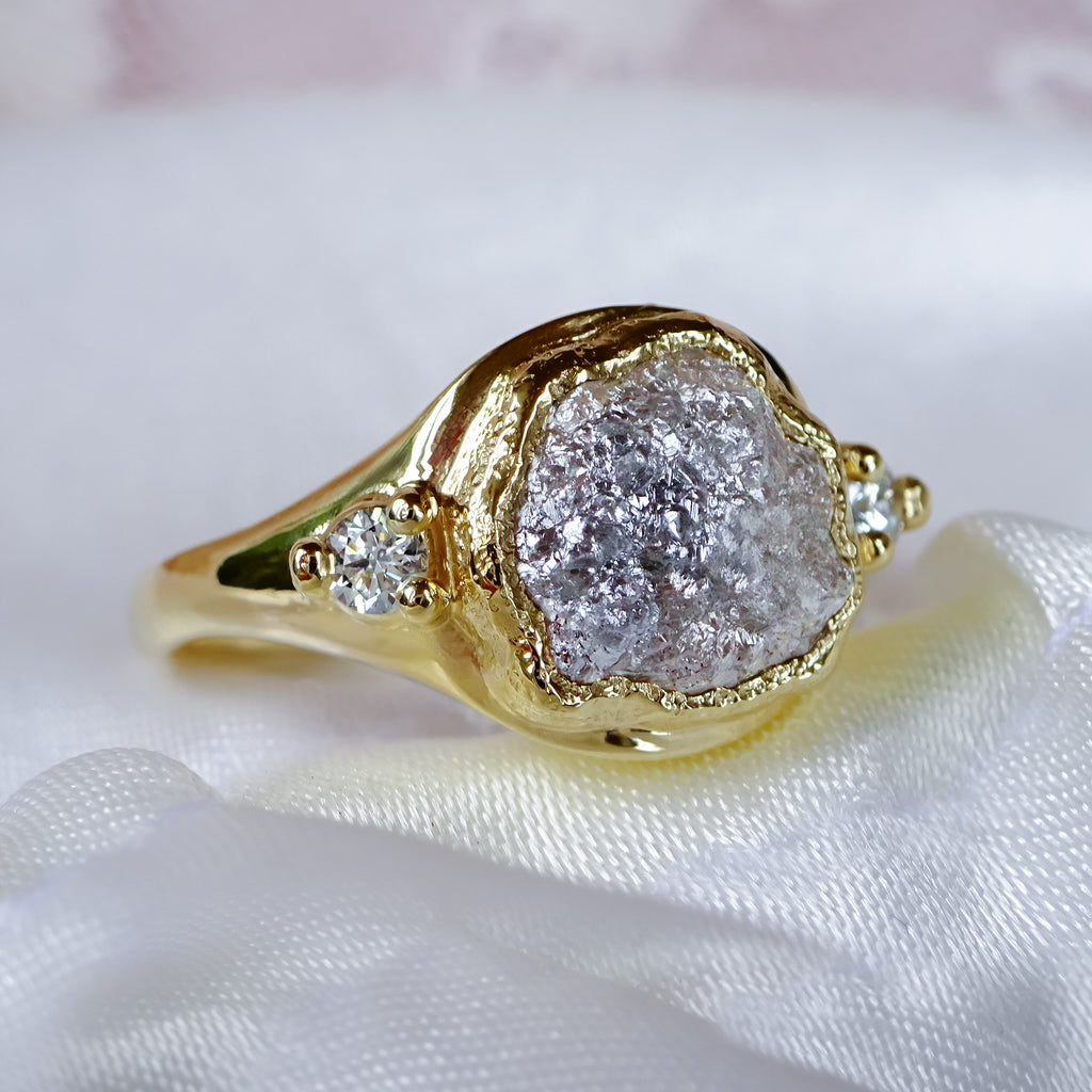 Moon Dreams Rock Diamond Bold Signet Engagement ring in 9ct / 14ct/ 18ct Gold Rings Bijoux de Chagall