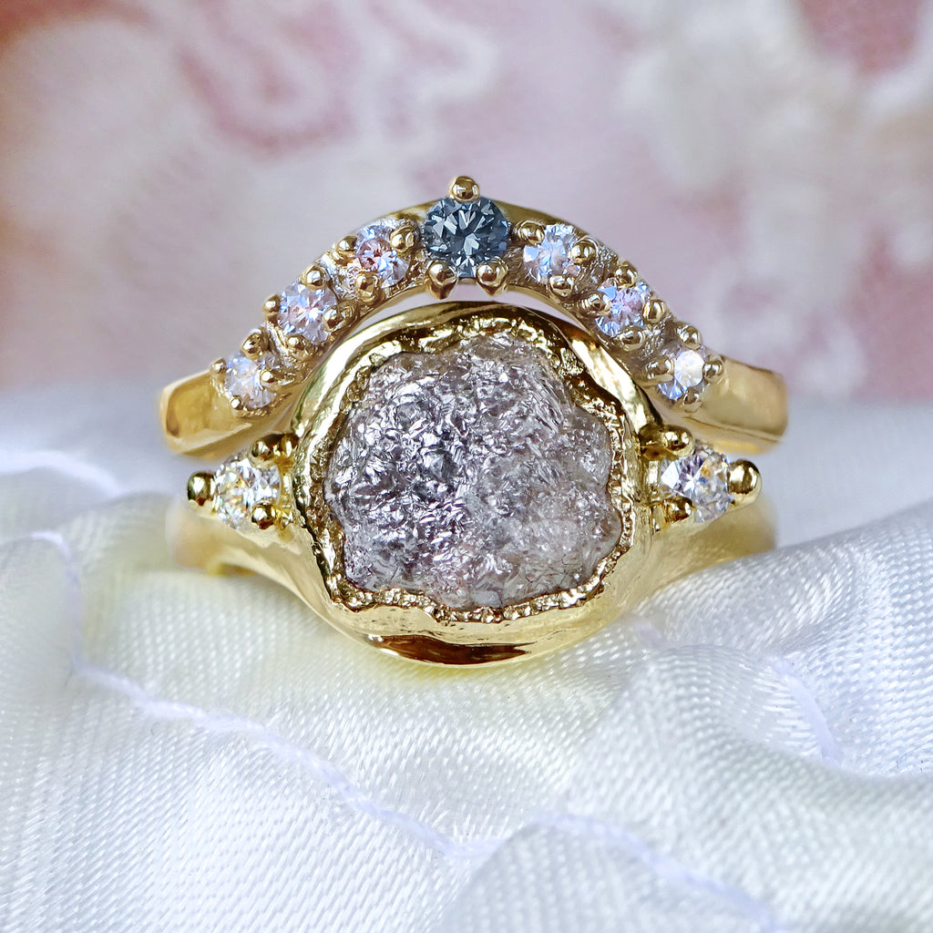 Moon Dreams Rock Diamond Bold Signet Engagement ring in 9ct / 14ct/ 18ct Gold Rings Bijoux de Chagall