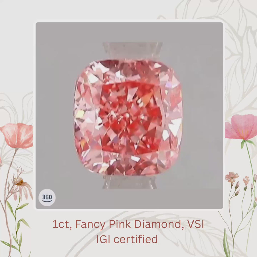 Peony Fancy Pink Diamond Engagement ring in 9ct /18ct Gold Rings Bijoux de Chagall