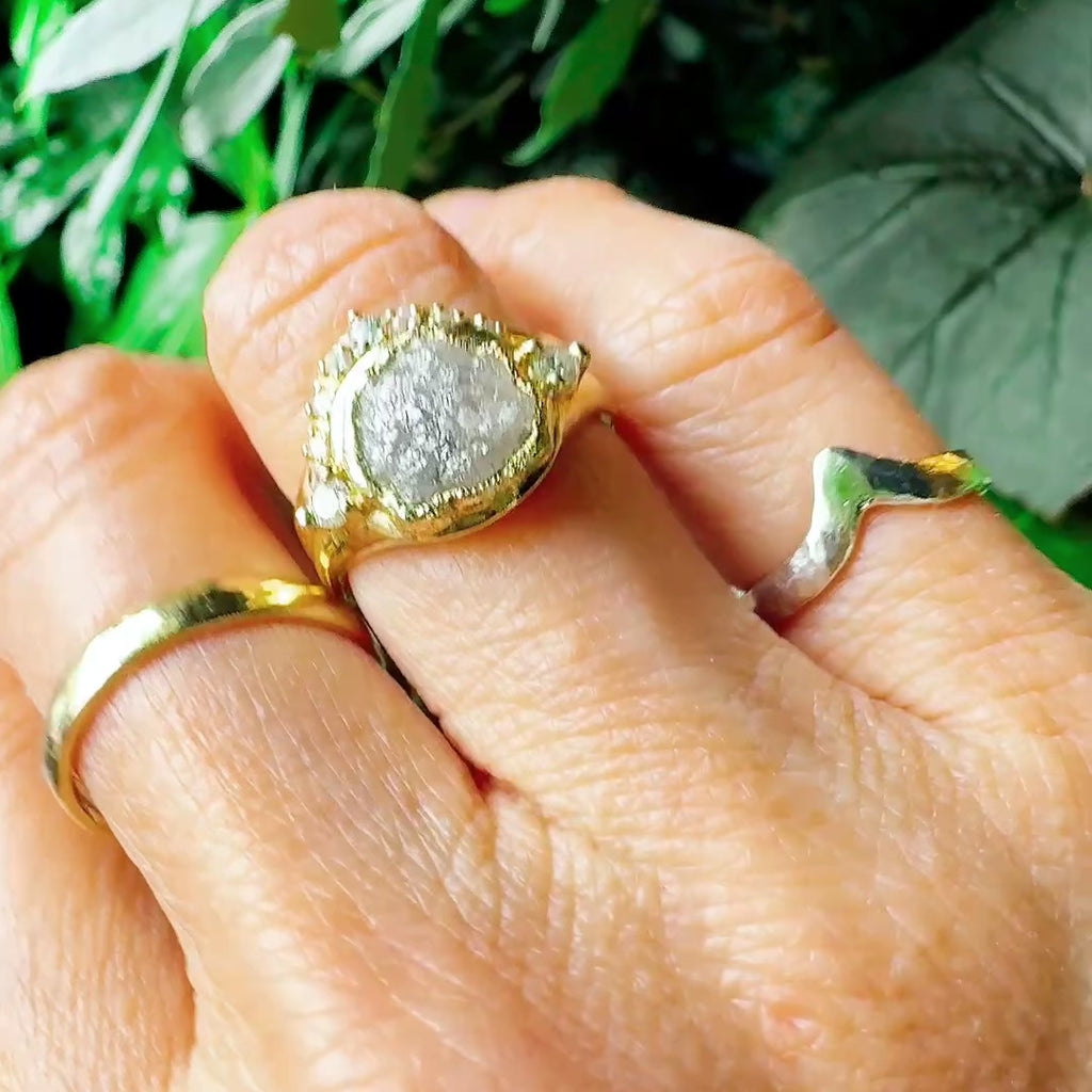 Moon Dreams Rock Diamond Bold Signet Engagement ring in 9ct / 14ct/ 18ct Gold Rings Bijoux de Chagall