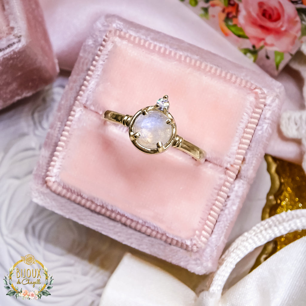 Magical Moonstone & Diamond Engagement Ring in 9ct / 18ct Gold - Bijoux de Chagall