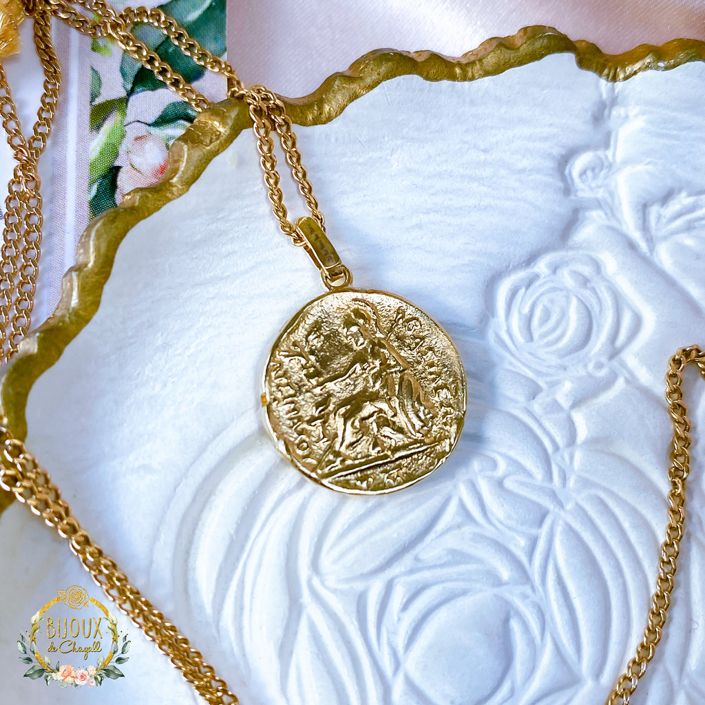 Alexander The Great solid Gold Coin pendant necklace in 9ct / 14ct / 18ct Gold - Bijoux de Chagall