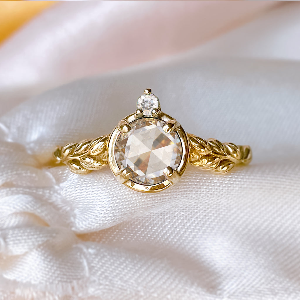 Art Deco Floral Diamond Engagement Ring in 9ct or 18ct Gold - Bijoux de Chagall