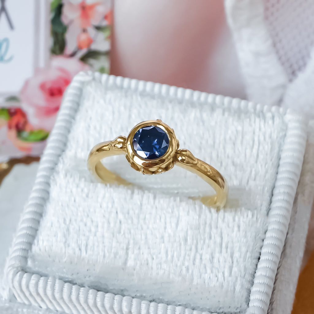 Fancy Moissanite Solitaire Unique Engagement Diamond ring in 9ct or 18ct solid Gold - Bijoux de Chagall