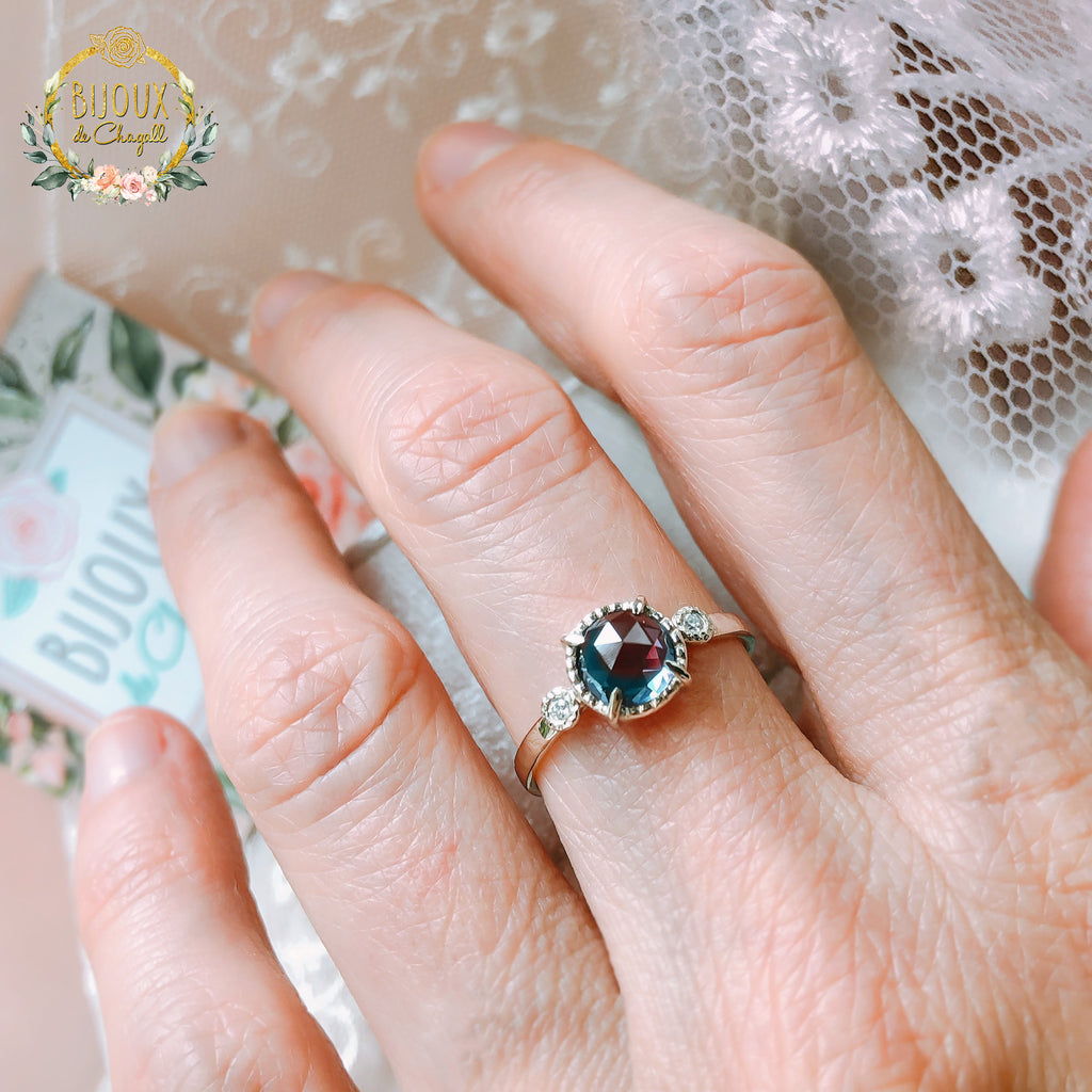 Enchanting Alexandrite Diamond Unique Engagement ring in 9ct White Gold - Bijoux de Chagall