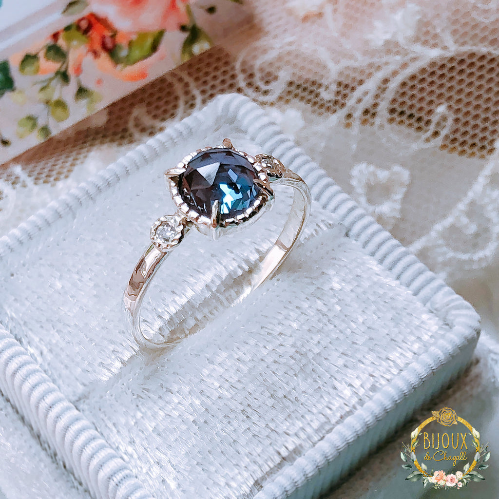 Enchanting Alexandrite Diamond Unique Engagement ring in 9ct White Gold - Bijoux de Chagall
